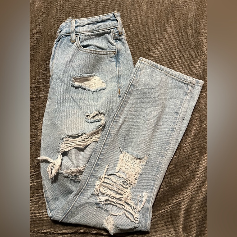 PacSun distressed mom jeans light wash